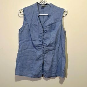 For The Republic 100% linen baby blue button up top - size 8